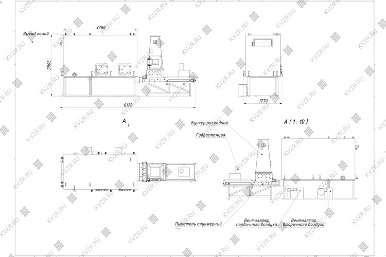 Чертеж котла 1250 кВт на щепе